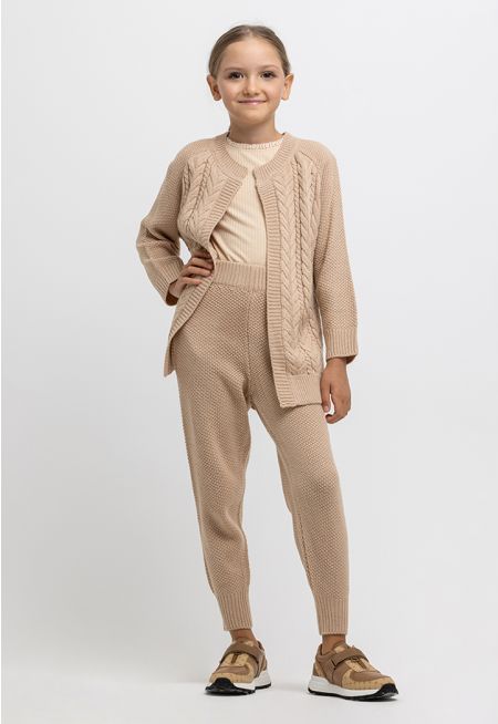 Relaxed Fit Knitted Solid Pants -Sale