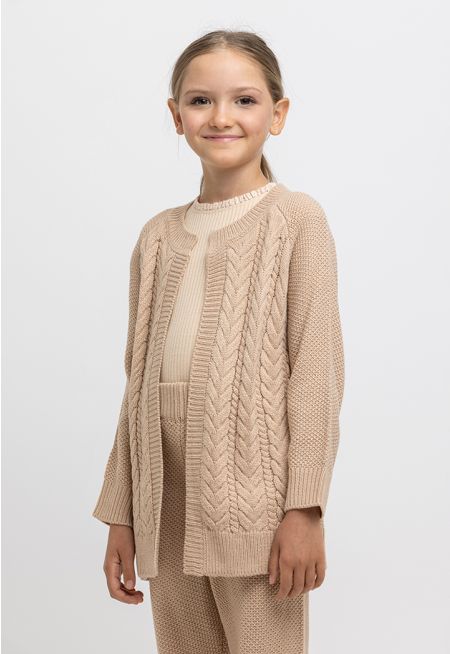 Knitted Braided Open Cardigan -Sale