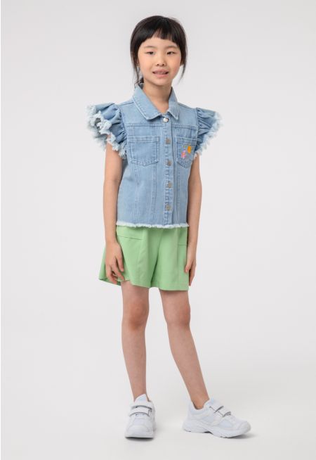 Girls Solid Belted Shorts -Sale