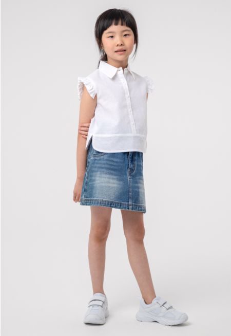 Girls Paper Bag Denim Skirt -Sale