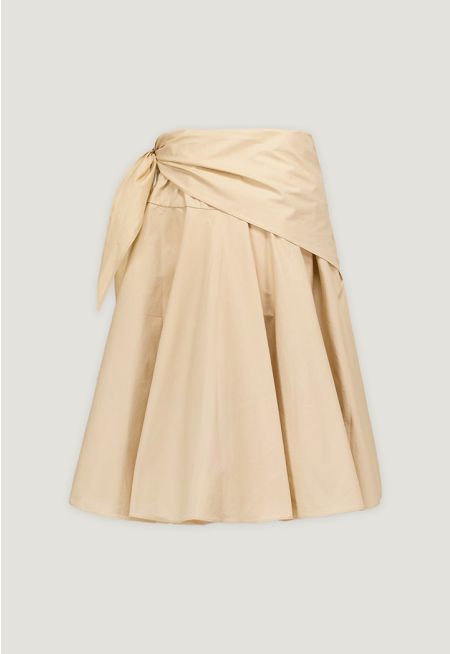 Solid Skirt with Waist Scarf 