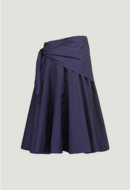 Solid Skirt with Waist Scarf 