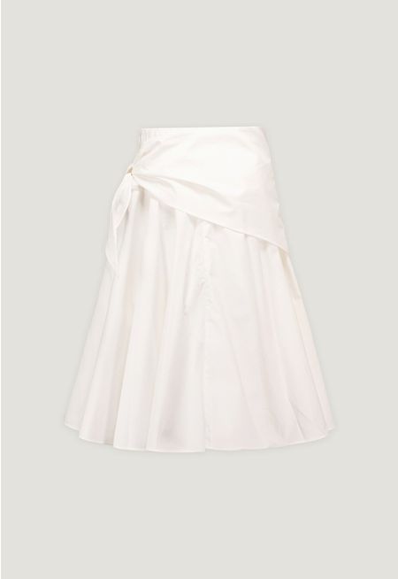 Solid Skirt with Waist Scarf 