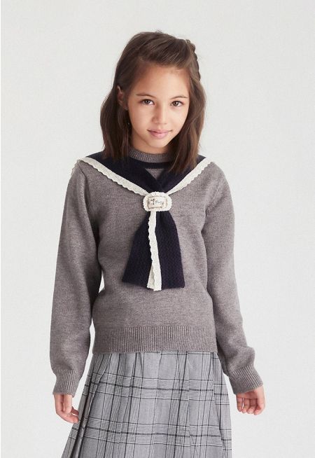 Knit Pullover with Scarf