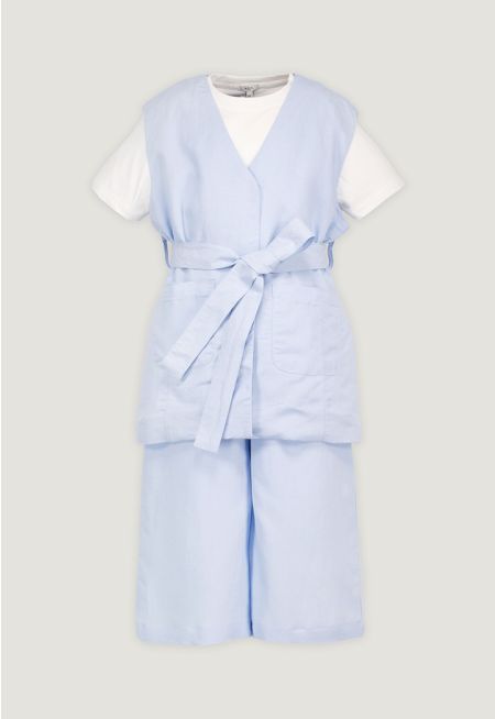 Belted Vest & Mini Shorts Set (2PCS)