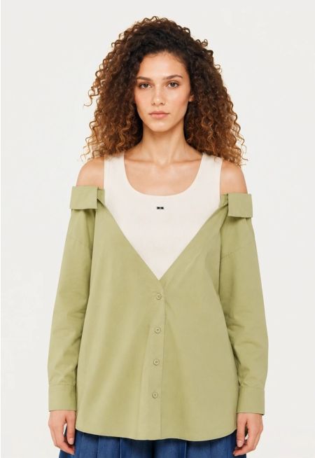 Cold Shoulder Shirt with Top Details