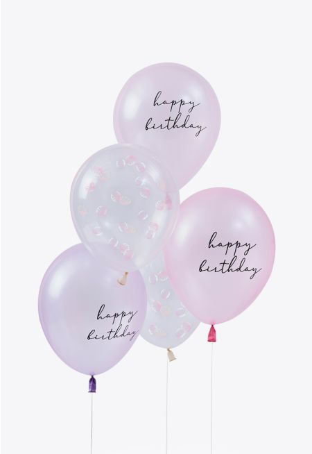 Pearlised Pink & Shell Confetti Balloon Bundle