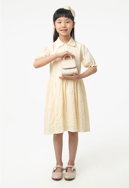 Solid Collared Drop Waist Casual Dress -Sale