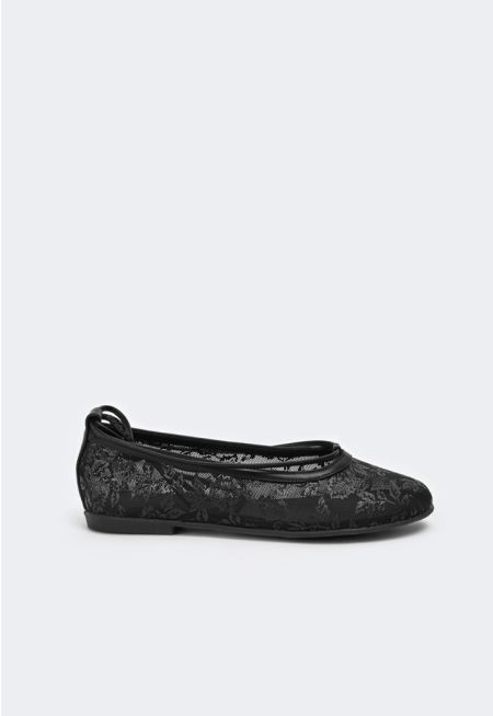  Floral Mesh Flat Ballerina
