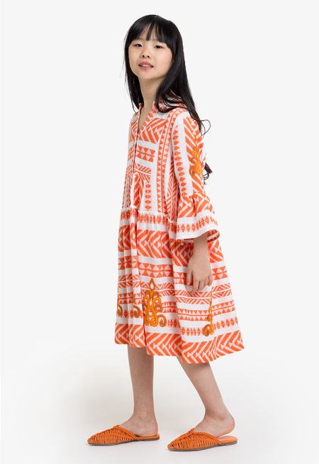 Contrast Long Sleeves Dress