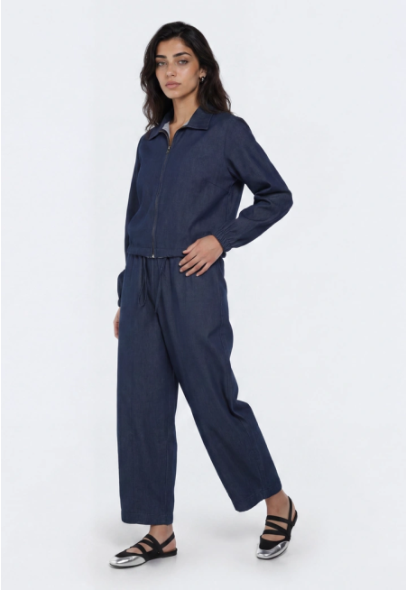 Striped Denim Jacket and Pants Set (2 PCS)