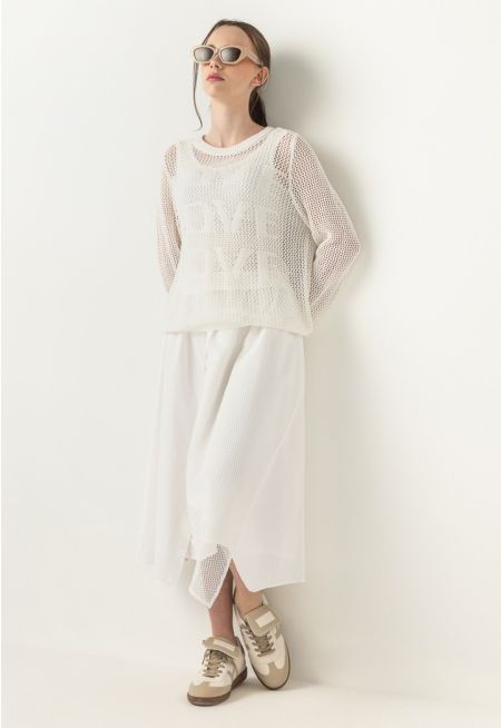 Drawstring Waist Net Skirt