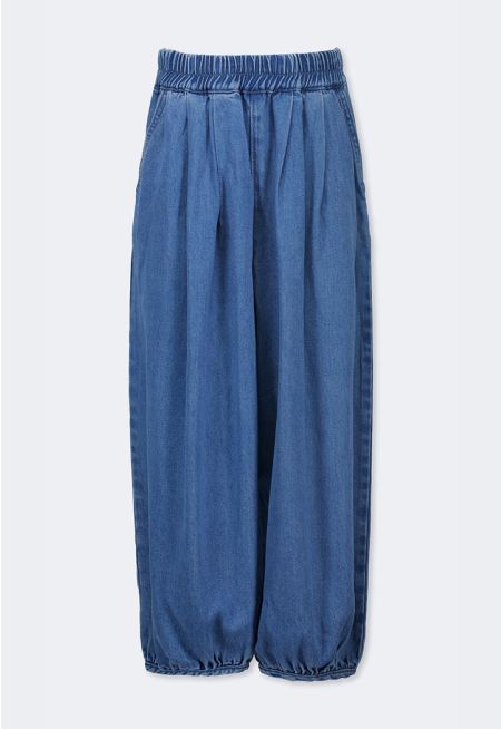 Elastic Waist Tencel Pants