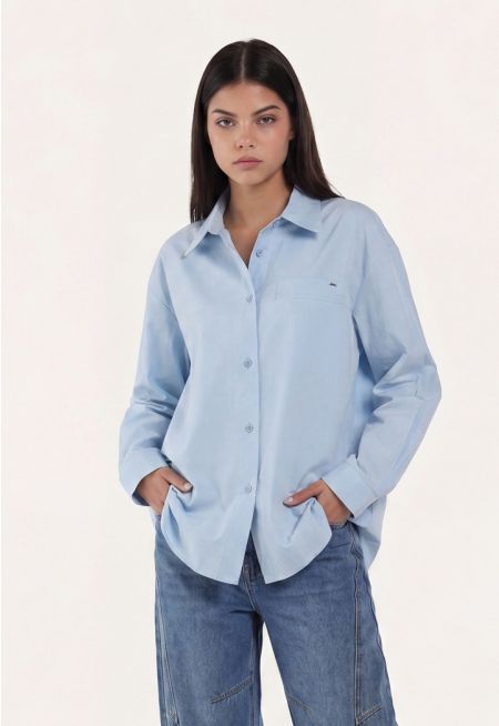  Solid Shirt with Back Slit with Clouser Button