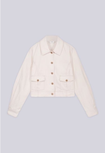 Front Flap Pockets Cropped Jacket