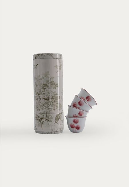 Tin Box With Arabic Coffee Cup (4 Pcs)
