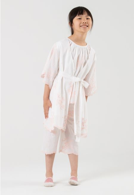 Floral Embroidered Kimono Sleepwear