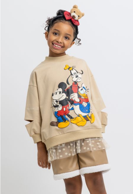 Disney Prints Flower Lace Hemline Sweatshirt -Sale