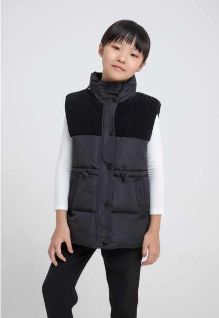 Waterproof Sleeveless Snap Closure Winter Jacket