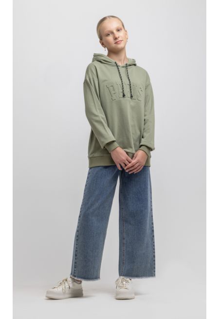 Wide Leg Cut Frayed Hem Denim Jeans -Sale