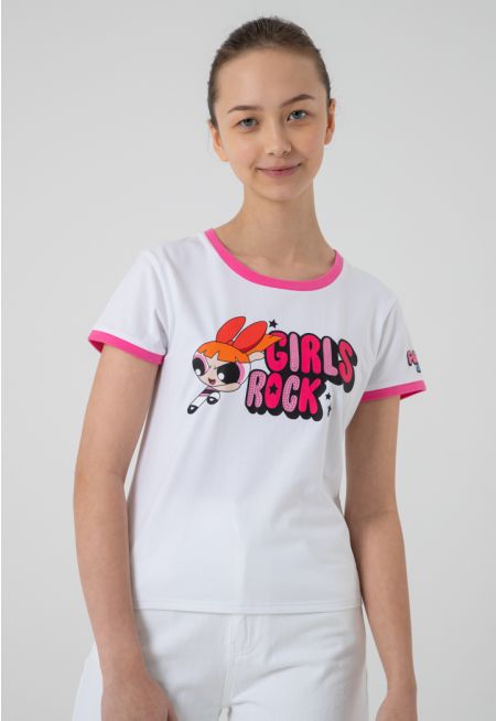 Powerpuff Girls Blossom Digital Embellished T-Shirt -Sale