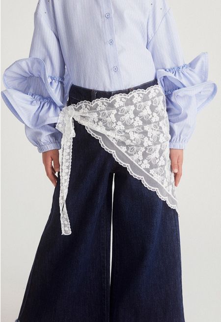 Floral Lace Tie Waist Scarf