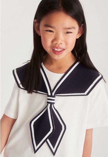 Contrast Sailor Style Scarf