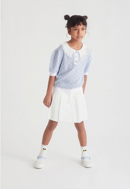 Mini Skort with Frayed Hem
