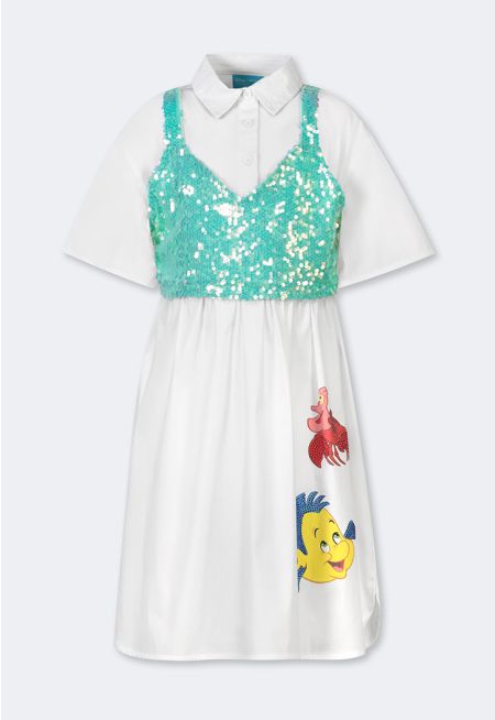 Little Mermaid Vest and Dress Set (2PCS)