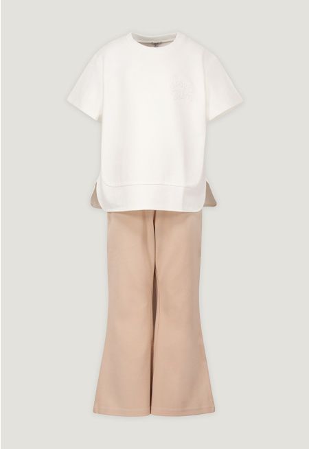 T-Shirt & Flared-Hem Trousers Set (2PCS)