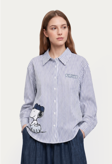Snoopy Printed Striped Shirt