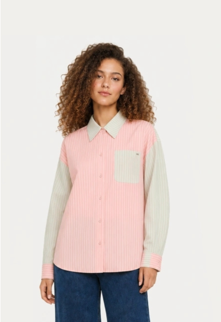  Color-Block Striped Shirt