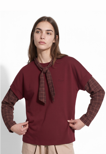 Plaid Sleeve Sweatshirt