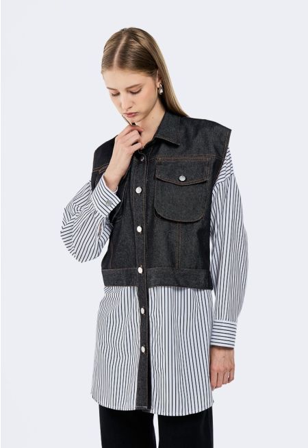 Denim Bodice Striped Shirt