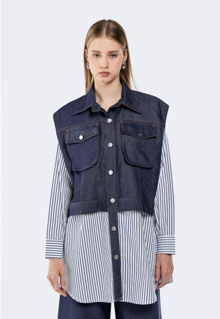 Denim Bodice Striped Shirt